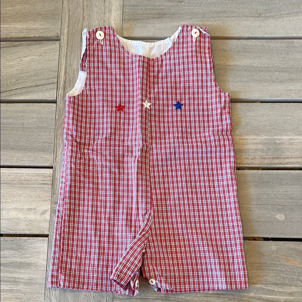 Strasburg Red and White Checkered Romper, 2T